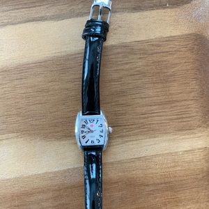 Michele watch patent black leather band
